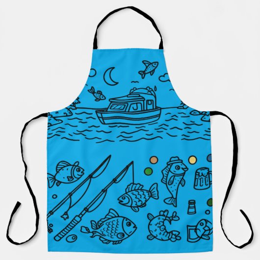 Fun Fishing Adventure Doodle Art Schürze (Vorderseite)