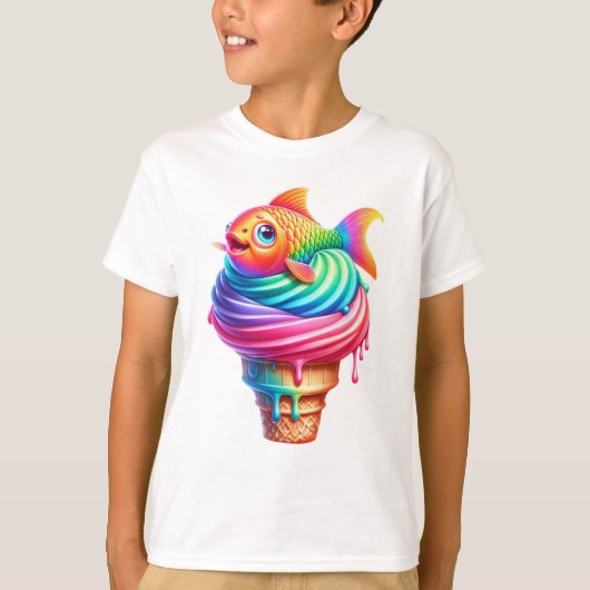 Fun Fishy Dessert Fishy Ice Cream Cone T-Shirt (Vorderseite)