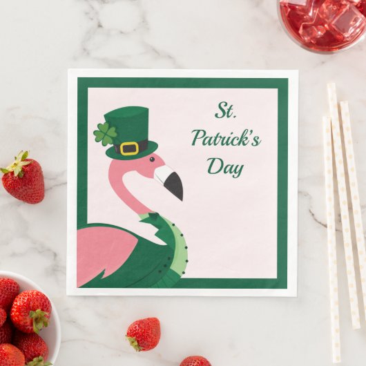 Fun Flamingo Animal Pink St Patrick's Day Serviette (Beispiel)