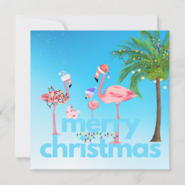 Fun Flamingo Family Christmas Card