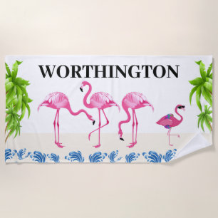 Fun Flamingo Family Strandtuch