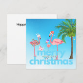 Fun Flamingo Family Weihnachtskarte (Vorne/Hinten)