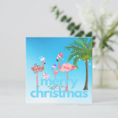 Fun Flamingo Family Weihnachtskarte (Stehend Vorderseite)