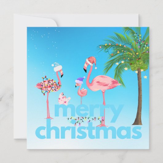 Fun Flamingo Family Weihnachtskarte (Vorderseite)