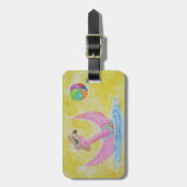 Fun Flamingo Frolocking am Strand Gepäckanhänger (Vorderseite vertikal)