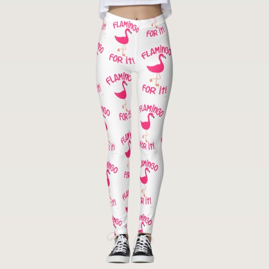 Fun Flamingo für tropisches Vogelmuster Leggings (Vorderseite)