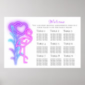 Fun Flamingo & Hearts Seating Chart 36"x24" Poster (Vorne)