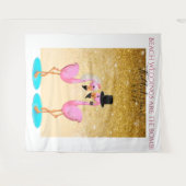 Fun Flamingo Hochzeit Foto Hintergrund Wandteppich (Vorderseite (Horizontal))