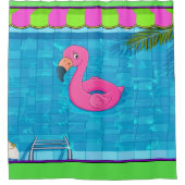 Fun Flamingo in Pool Duschvorhang (Vorderseite)