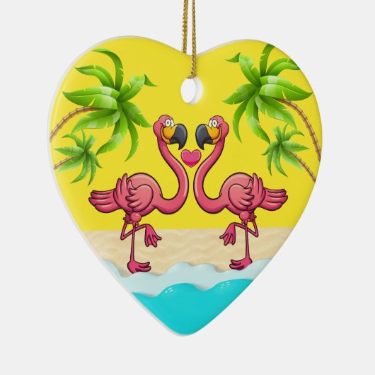 Fun Flamingo Liebe Keramik Ornament (Rechts)