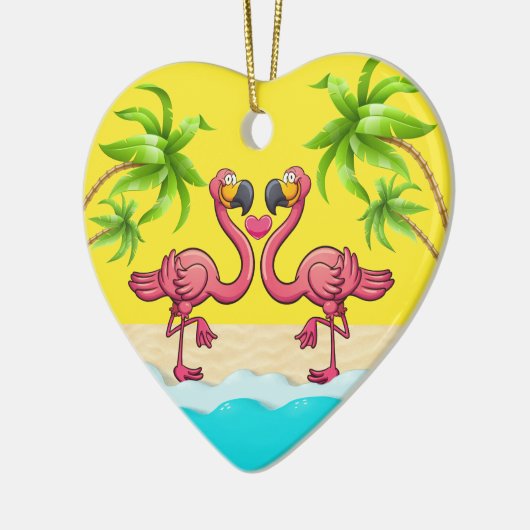 Fun Flamingo Liebe Keramik Ornament (Links)