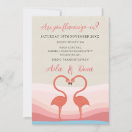 Fun Flamingo Love Birds Wedding Verlobung Einladung