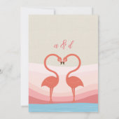 Fun Flamingo Love Birds Wedding Verlobung Einladung (Rückseite)