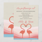 Fun Flamingo Love Birds Wedding Verlobung Einladung (Vorne/Hinten)