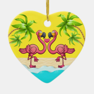Fun Flamingo Love Keramik Ornament