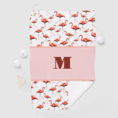 Fun Flamingo rosa Custom Monogram Ladys Golfhandtuch (Insitu)