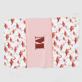 Fun Flamingo rosa Custom Monogram Ladys Golfhandtuch (Horizontal)