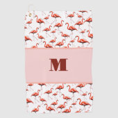Fun Flamingo rosa Custom Monogram Ladys Golfhandtuch (Vorderseite)