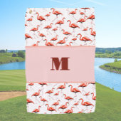 Fun Flamingo rosa Custom Monogram Ladys Golfhandtuch