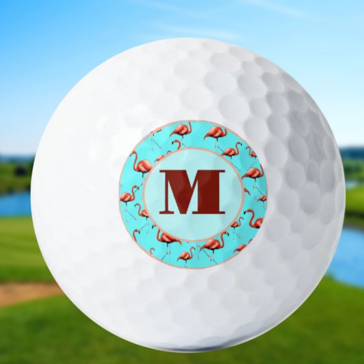 Fun Flamingo rosa Monogram Ladys personalisiert Golfball