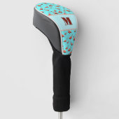 Fun Flamingo rosa und Aqua Custom Monogram Ladys Golf Headcover (angewinkelt)