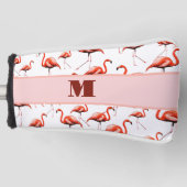 Fun Flamingo rosa und weiße benutzerdefinierte mon Golf Headcover (Vorderseite)
