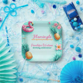 Fun Flamingo und Ananas Summer Pool Party Pappteller (Party)