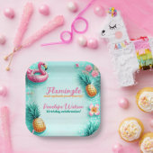 Fun Flamingo und Ananas Summer Pool Party Pappteller (Party)