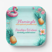 Fun Flamingo und Ananas Summer Pool Party Pappteller (Vorderseite)
