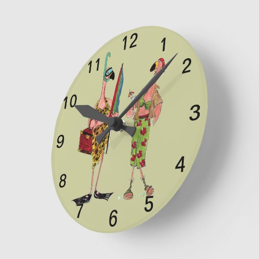 Fun Flamingo Wall Clock Runde Wanduhr (Winkel)