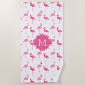 Fun Flamingos Muster Mit Monogramm Strandtuch (Vorderseite)