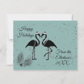 Fun Flamingos Weihnachten Personalisierter Glitzer Ankündigung (Vorderseite)