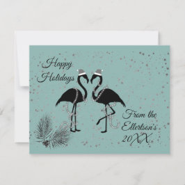 Fun Flamingos Weihnachten Personalisierter Glitzer Ankündigung