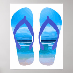 Fun Flip Flops Sommer Beach Art für Urlaub Poster