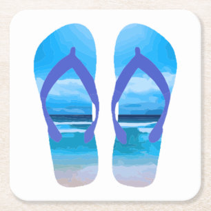 Fun Flip Flops Sommer Beach Art für Urlaub Rechteckiger Pappuntersetzer