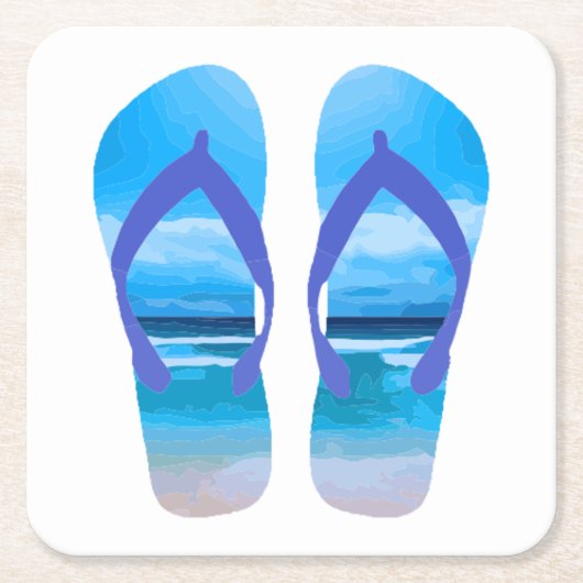 Fun Flip Flops Sommer Beach Art für Urlaub Rechteckiger Pappuntersetzer (Vorderseite)