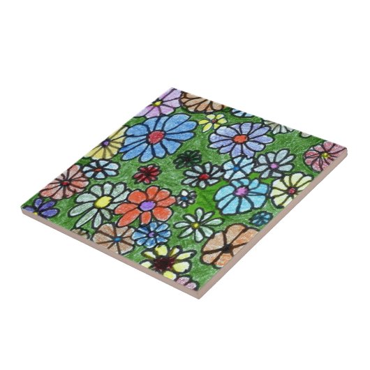 "Fun floral #2" Kitengarten Keramik Tile Fliese (Seite)