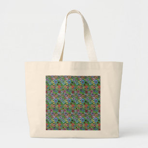 "Fun Floral #2" Tiled Patteren Floral Tote Bag Jumbo Stoffbeutel