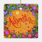 Fun Floral Adventure farbenfrohe Hübsche Herzen Keramikornament (Rückseite)