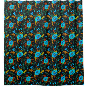 Fun Floral Blues über Belgrandea Duschvorhang