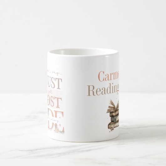 Fun Floral Bookish Romance Personalisiertes Sprich Kaffeetasse (Mittel)