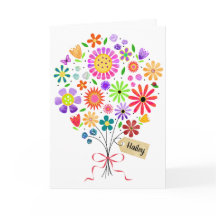 Fun Floral Bouquet mit Name Card Geburtskarte