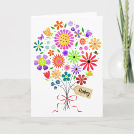 Fun Floral Bouquet mit Name Card Geburtskarte Karte