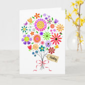 Fun Floral Bouquet mit Name Card Geburtskarte Karte (Gelbe Blume)
