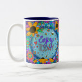 Fun Floral Bumblebee genießen Heute Inspirivity Zweifarbige Tasse (Links)