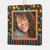 Fun Floral Daisy Datum des benutzerdefinierten Fot Keramikornament (Links)