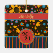 Fun Floral Daisy Datum des benutzerdefinierten Fot Keramikornament (Rückseite)