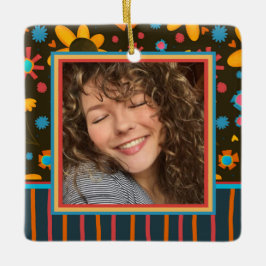 Fun Floral Daisy Datum des benutzerdefinierten Fot Keramikornament