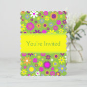 Fun Floral Einladung (Stehend Vorderseite)