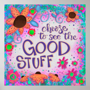 Fun Floral Erleben Sie die gute Zitat-Inspirivität Poster